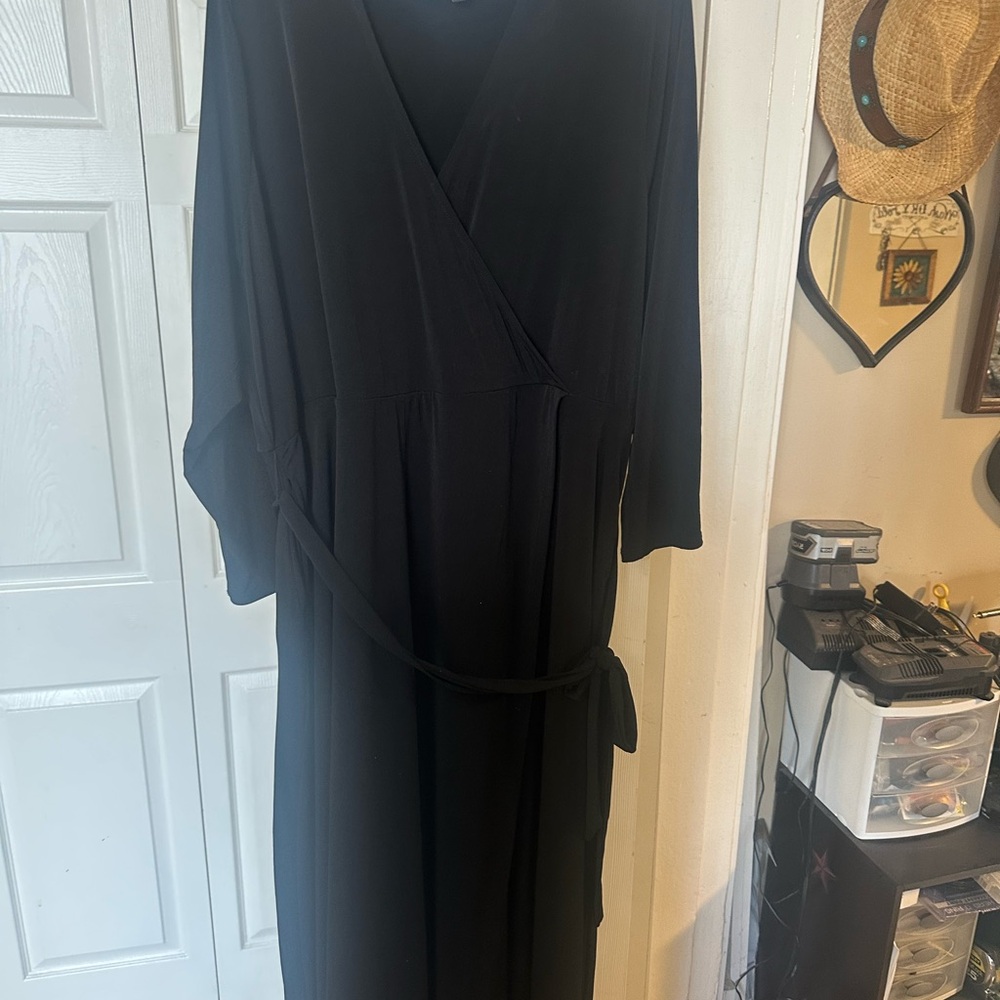 Chic Black Long Sleeve Wrap Dress
